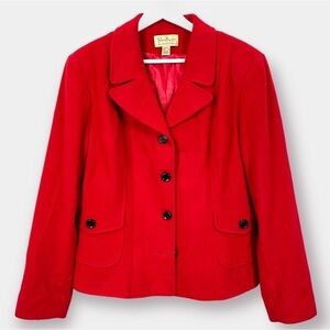 EUC Red Cashmere Blend Jacket Blazer Size 14